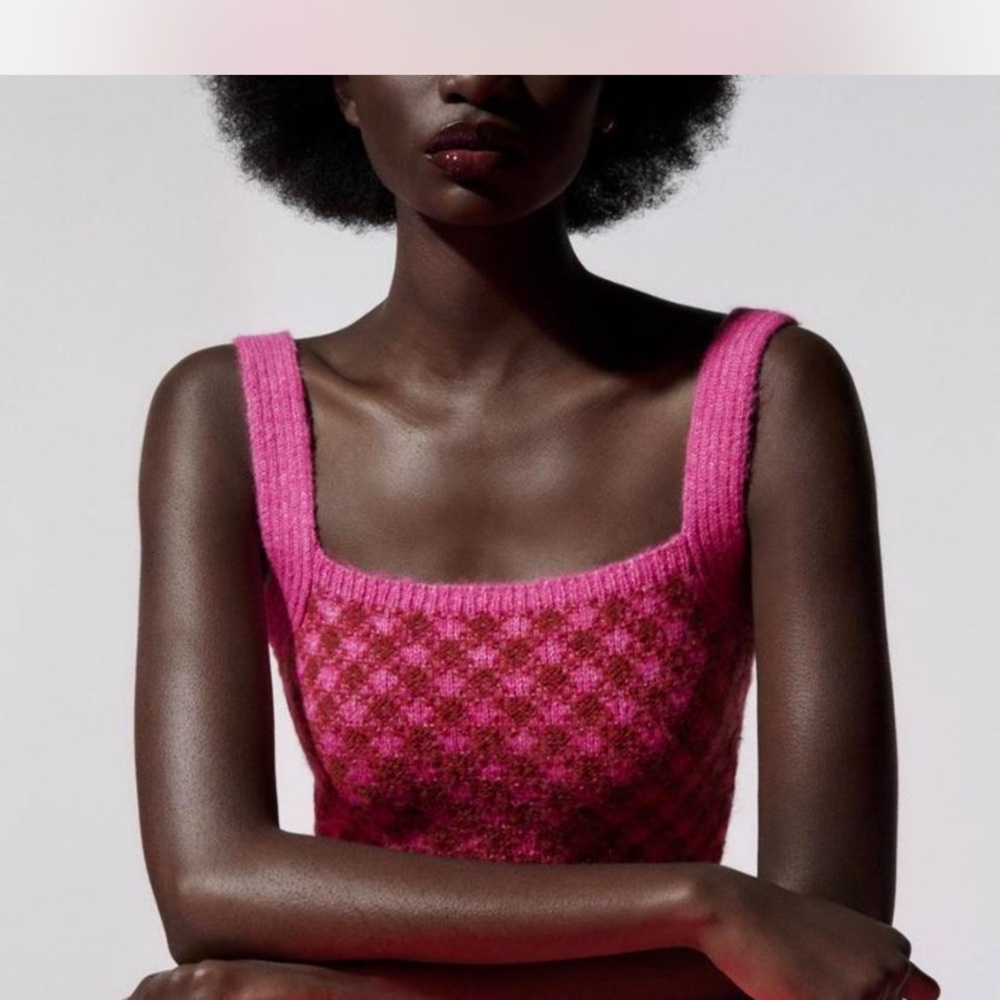 Zara pink knit crop top